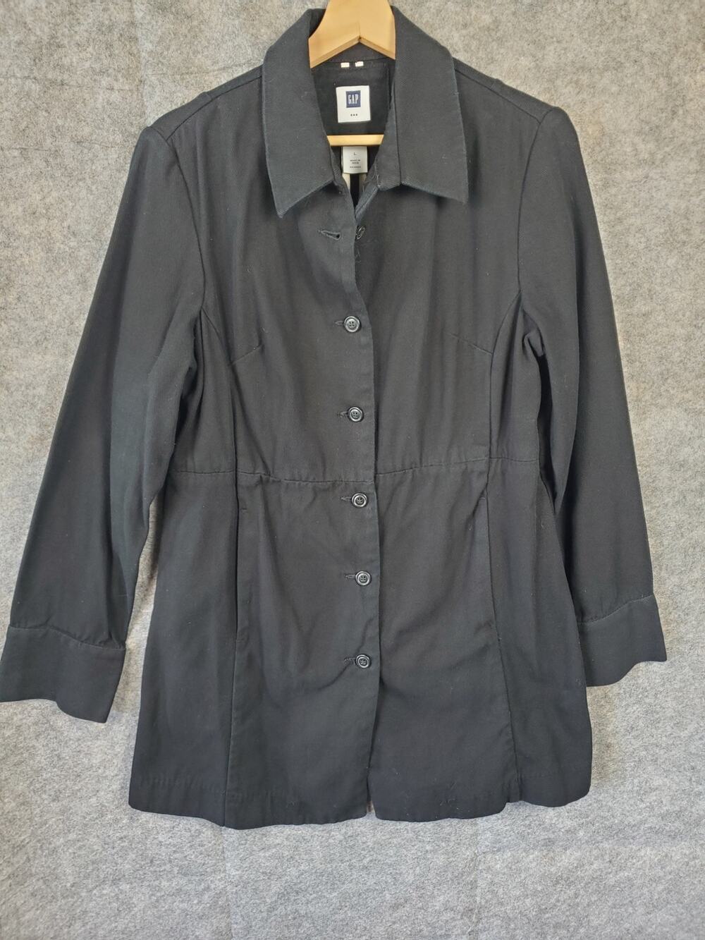 Women's Gap Size Large Button Up Black Shirt Dress
